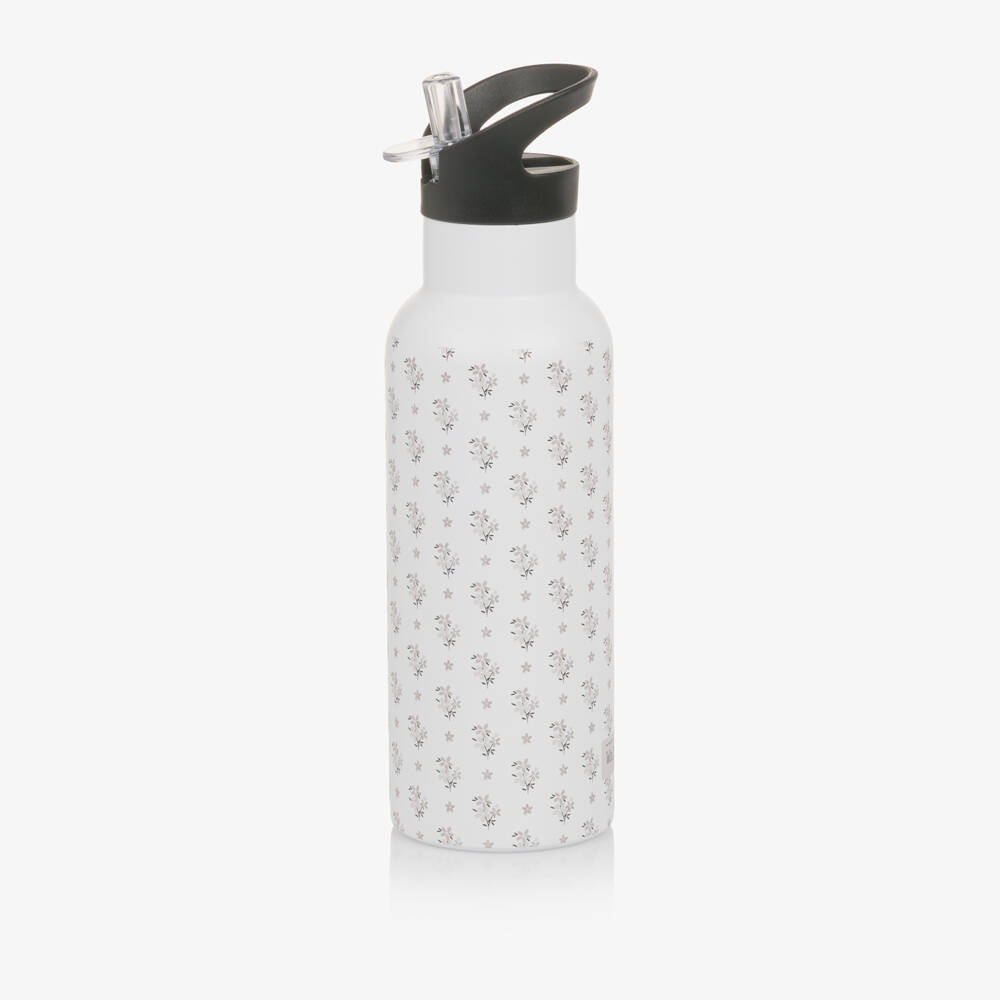 Pasito a Pasito Walking Mum-Girls White Insulated Drinks Bottle with Floral Print (25cm) | Childrensalon Outlet