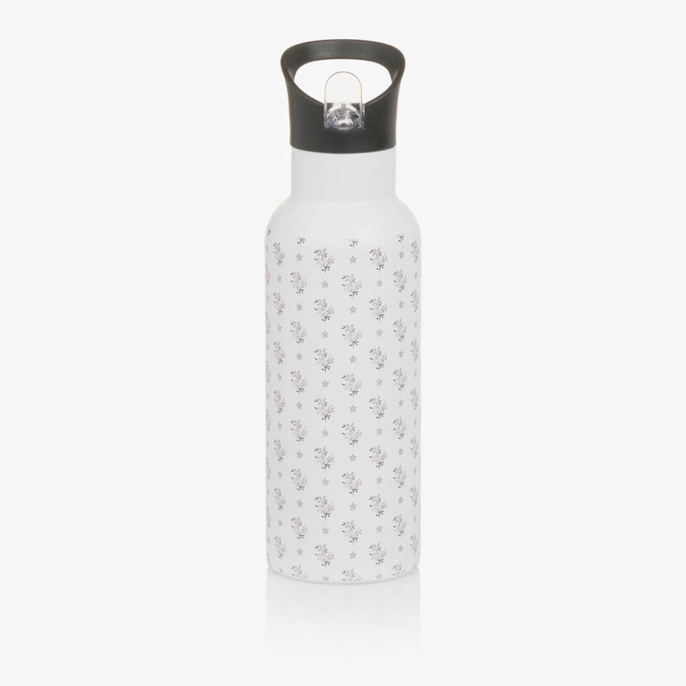 Pasito a Pasito Walking Mum-Girls White Insulated Drinks Bottle with Floral Print (25cm) | Childrensalon Outlet