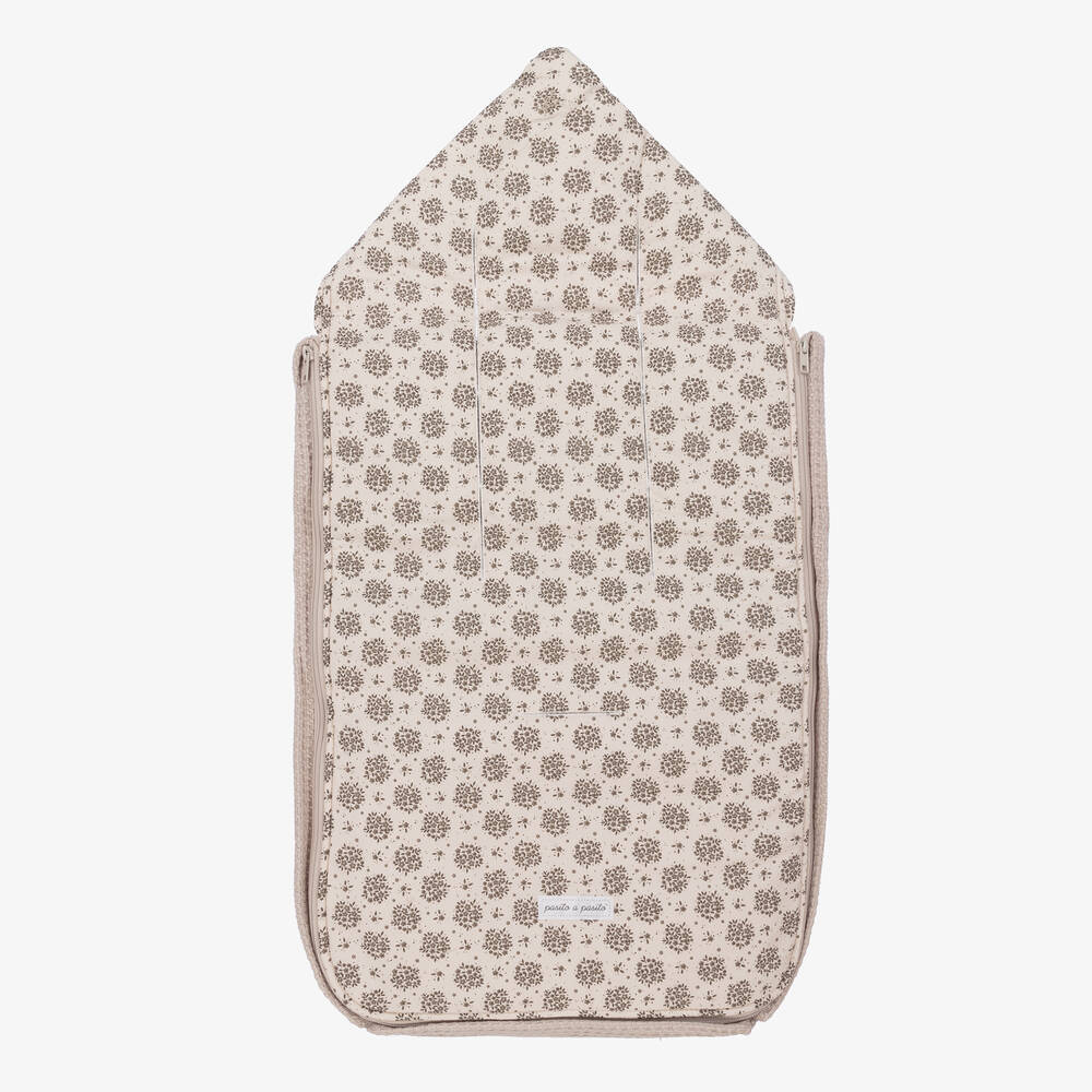 Pasito a Pasito-Grey & Beige Floral Baby Nest (77cm) | Childrensalon Outlet