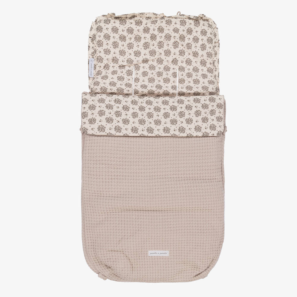 Pasito a Pasito-Grey & Beige Floral Baby Nest (77cm) | Childrensalon Outlet