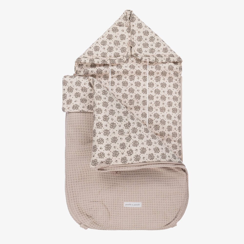 Pasito a Pasito-Grey & Beige Floral Baby Nest (77cm) | Childrensalon Outlet