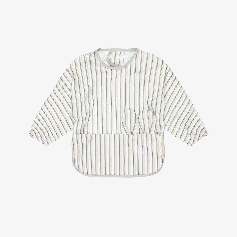 Pasito a Pasito Walking Mum-Grey Striped Waterproof Apron Bib | Childrensalon Outlet