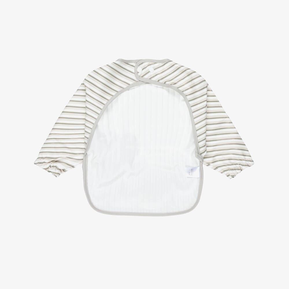 Pasito a Pasito Walking Mum-Grey Striped Waterproof Apron Bib | Childrensalon Outlet