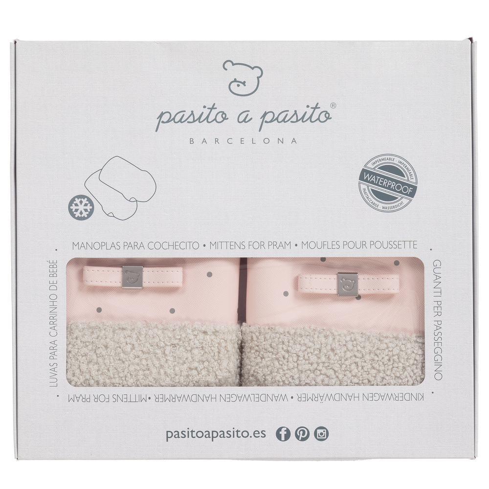 Pasito a Pasito-Pink & Grey Stroller Mittens | Childrensalon Outlet