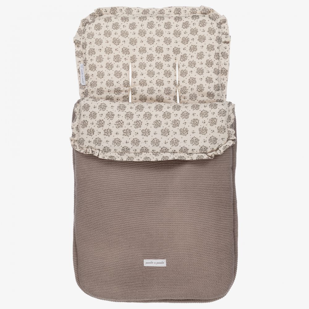 Pasito a Pasito-Taupe Grey Cotton Floral Nest | Childrensalon Outlet