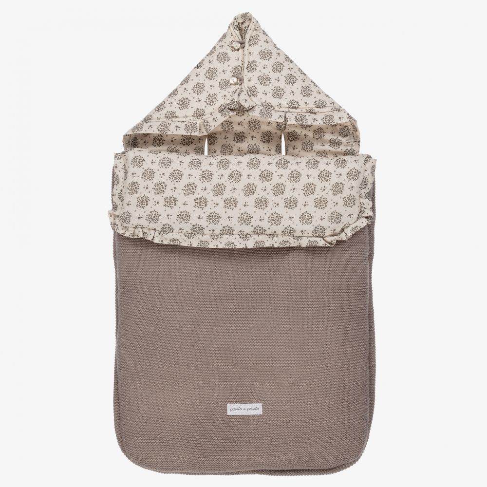 Pasito a Pasito - Taupe Grey Cotton Floral Nest  | Childrensalon