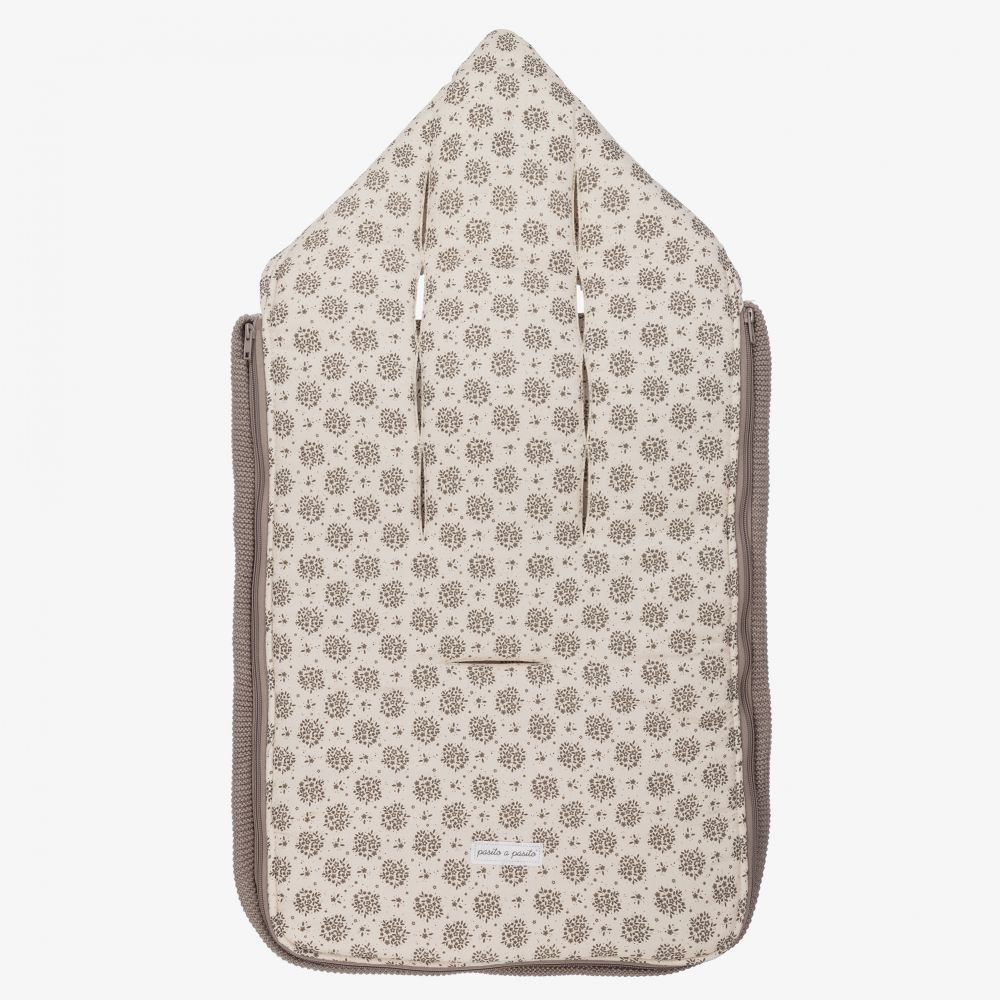 Pasito a Pasito-Taupe Grey Cotton Floral Nest | Childrensalon Outlet