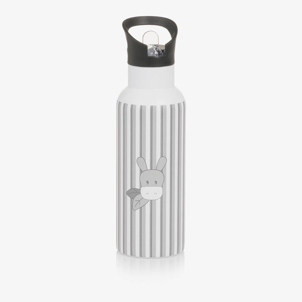 Pasito a Pasito Walking Mum-White & Grey Striped Insulated Drinks Bottle | Childrensalon Outlet