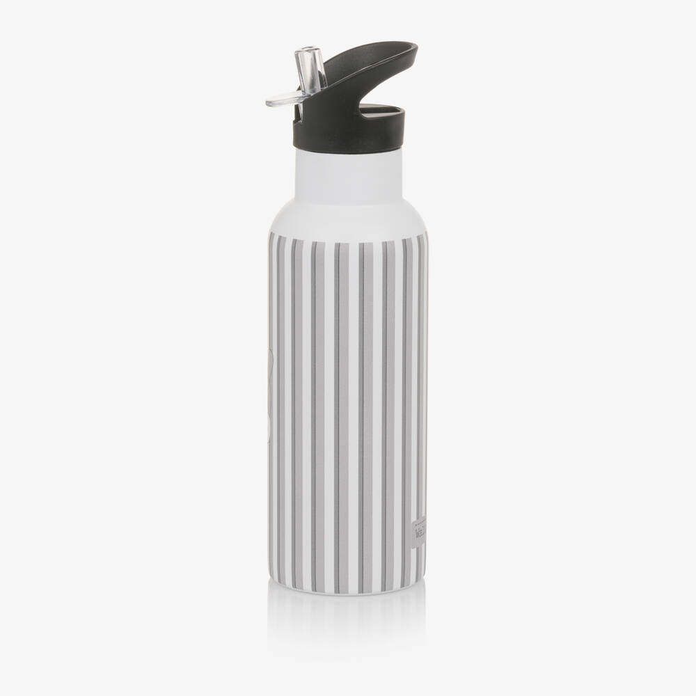 Pasito a Pasito Walking Mum-White & Grey Striped Insulated Drinks Bottle | Childrensalon Outlet