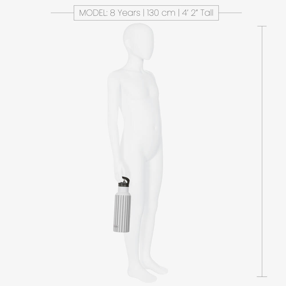 Pasito a Pasito Walking Mum-White & Grey Striped Insulated Drinks Bottle | Childrensalon Outlet