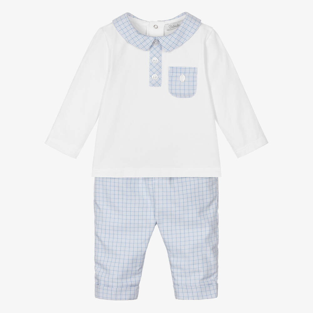 Patachou - Белый топ и голубые штанишки из хлопка | Childrensalon