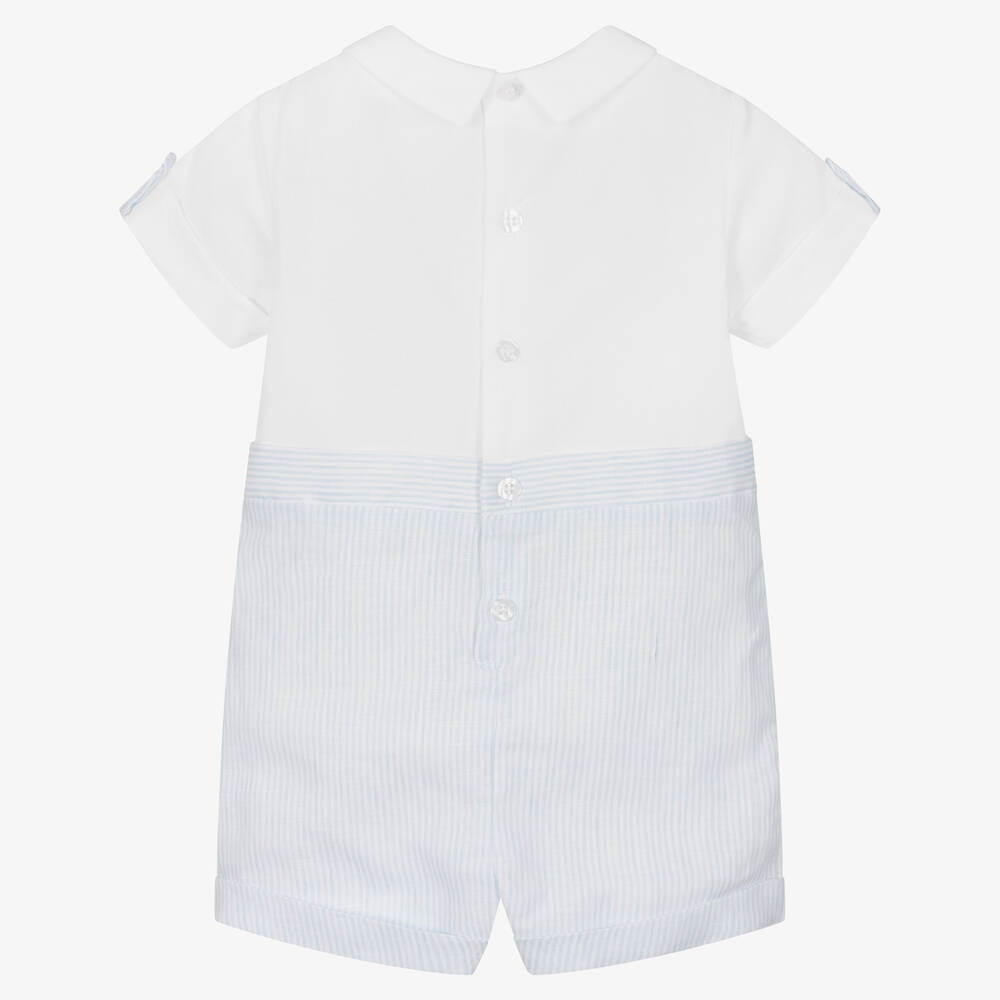 Patachou-Бело-голубой песочник из льна в полоску | Childrensalon Outlet