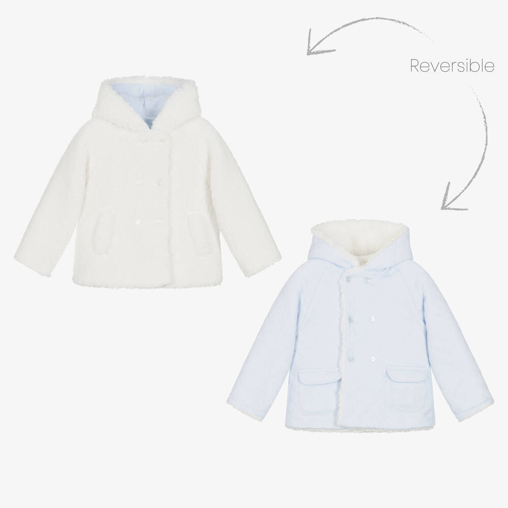 Patachou - Baby Boys Ivory & Blue Reversible Jacket | Childrensalon