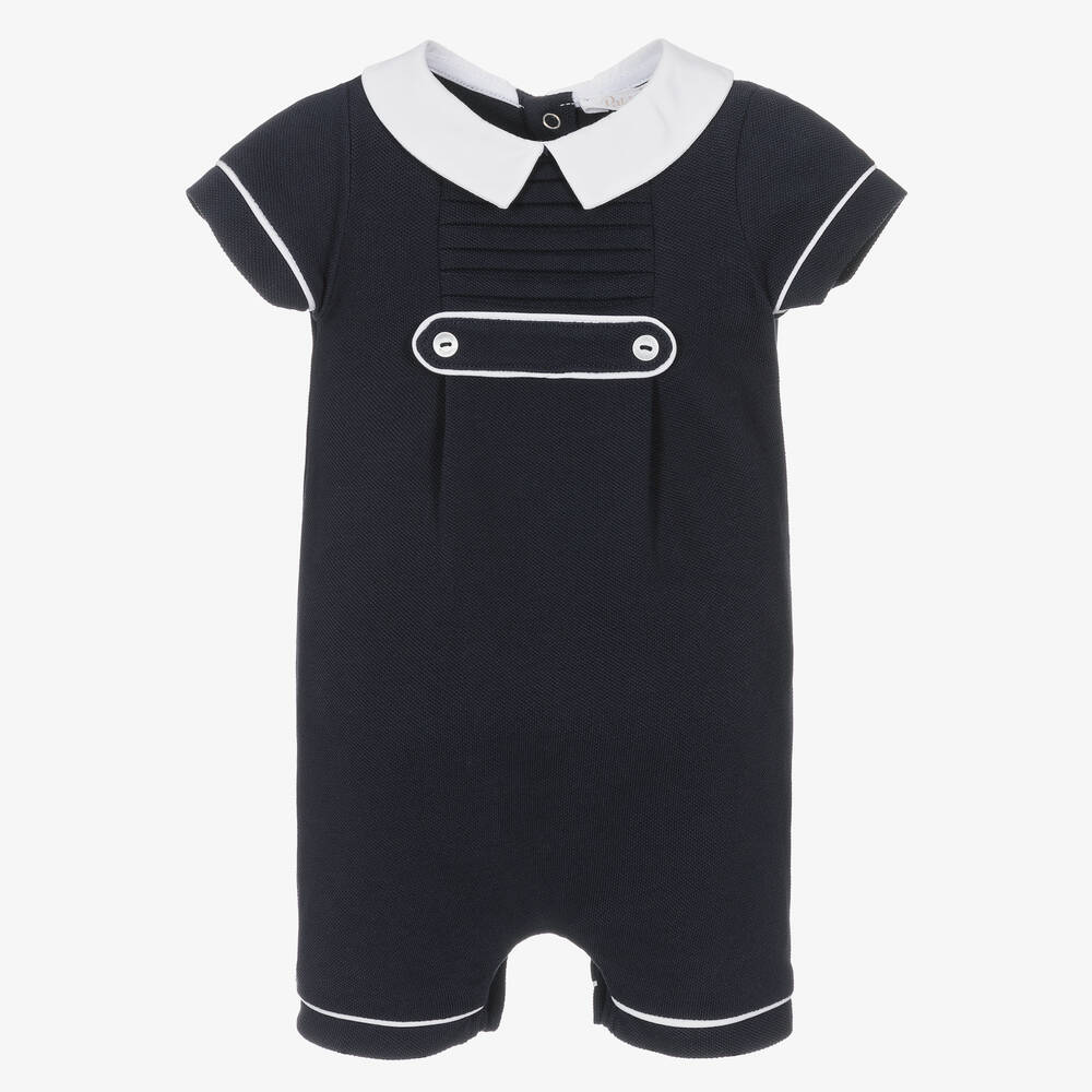 Patachou-Baby Boys Navy Blue Cotton Shortie | Childrensalon Outlet