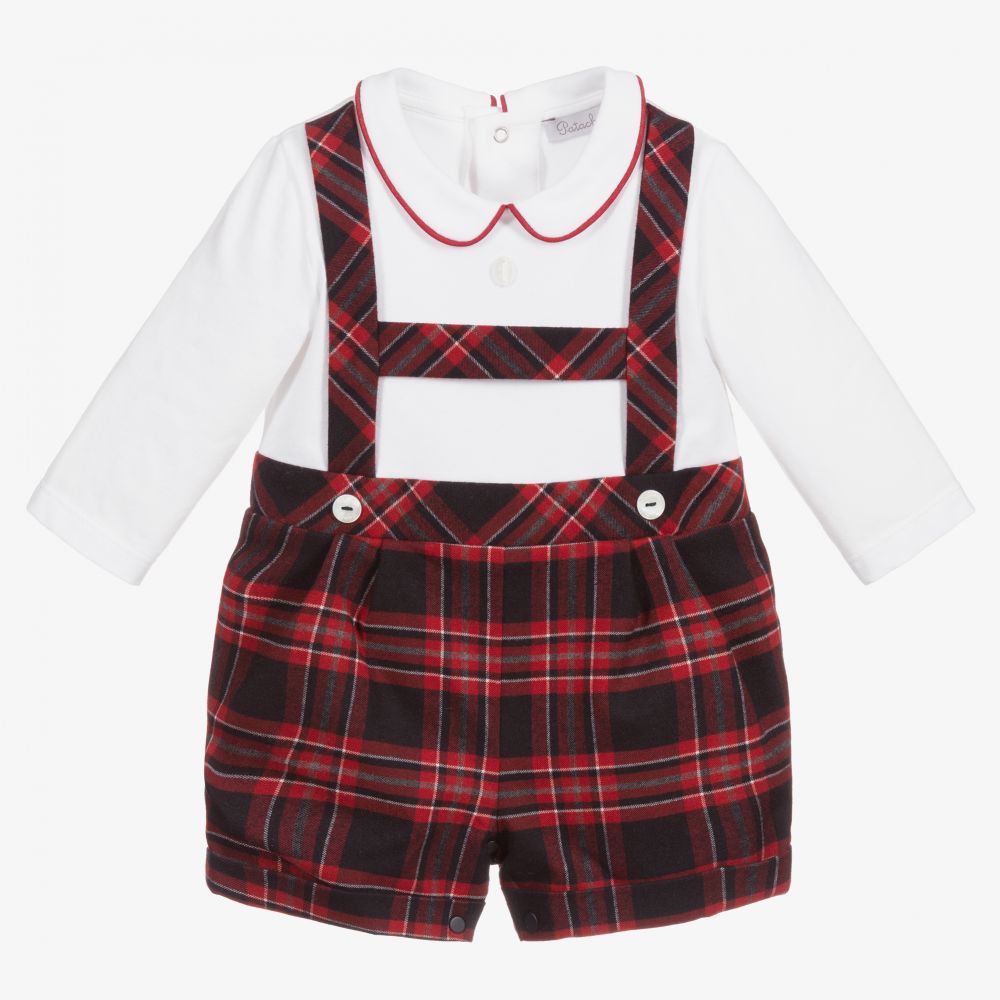 Patachou-Baby Boys Red Tartan Shortie | Childrensalon Outlet