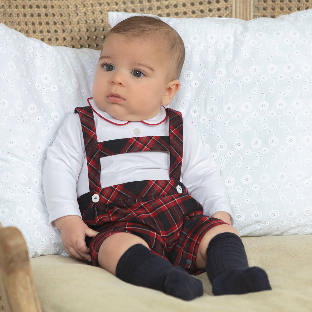 Patachou-Красный песочник в шотландскую клетку для мальчиков | Childrensalon Outlet