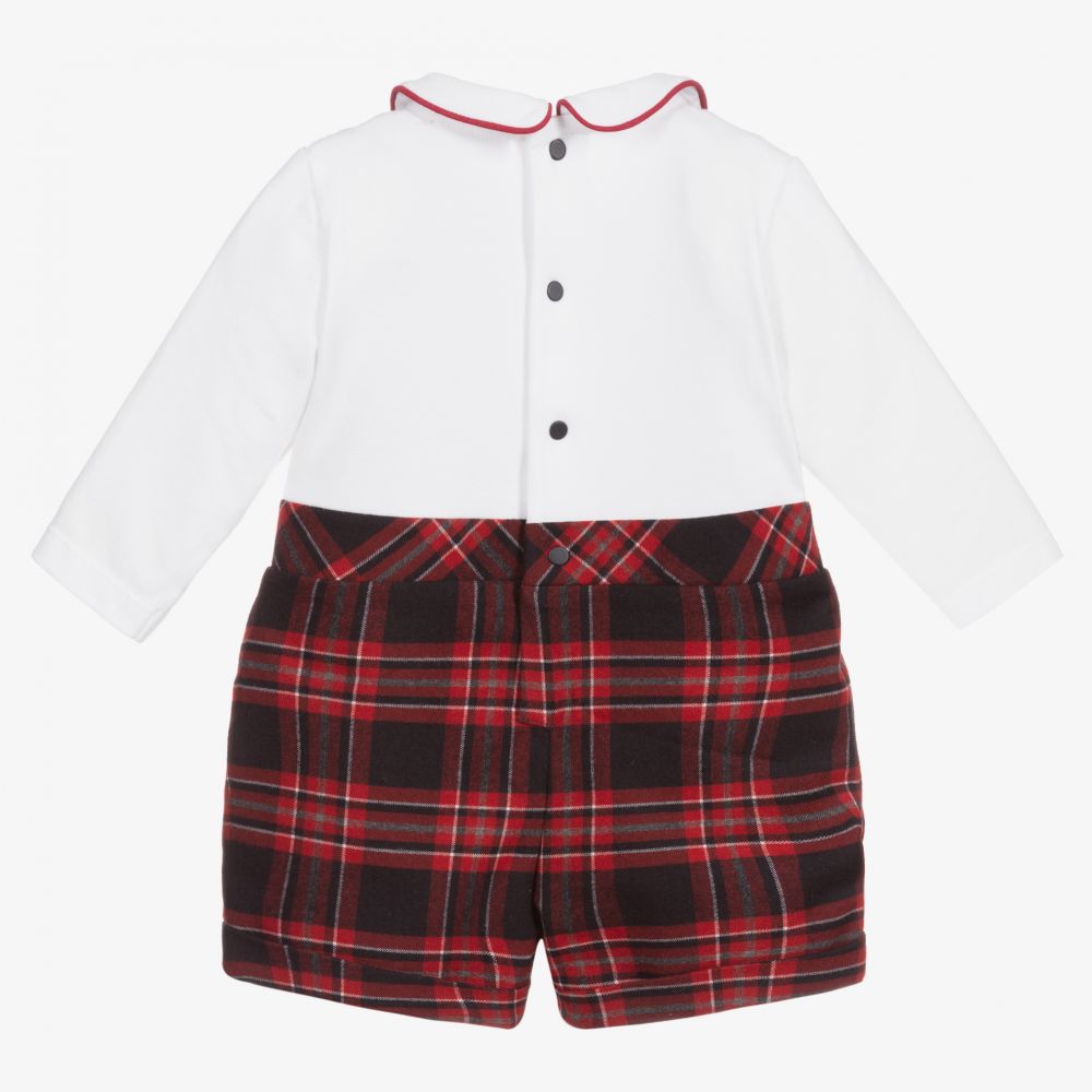 Patachou-Красный песочник в шотландскую клетку для мальчиков | Childrensalon Outlet