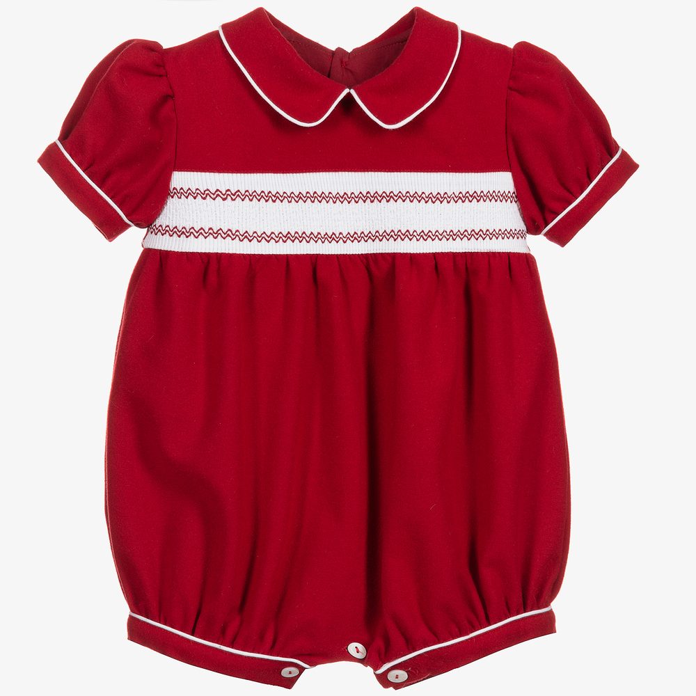 Patachou - Combi-short rouge en velours Bébé garçon | Childrensalon