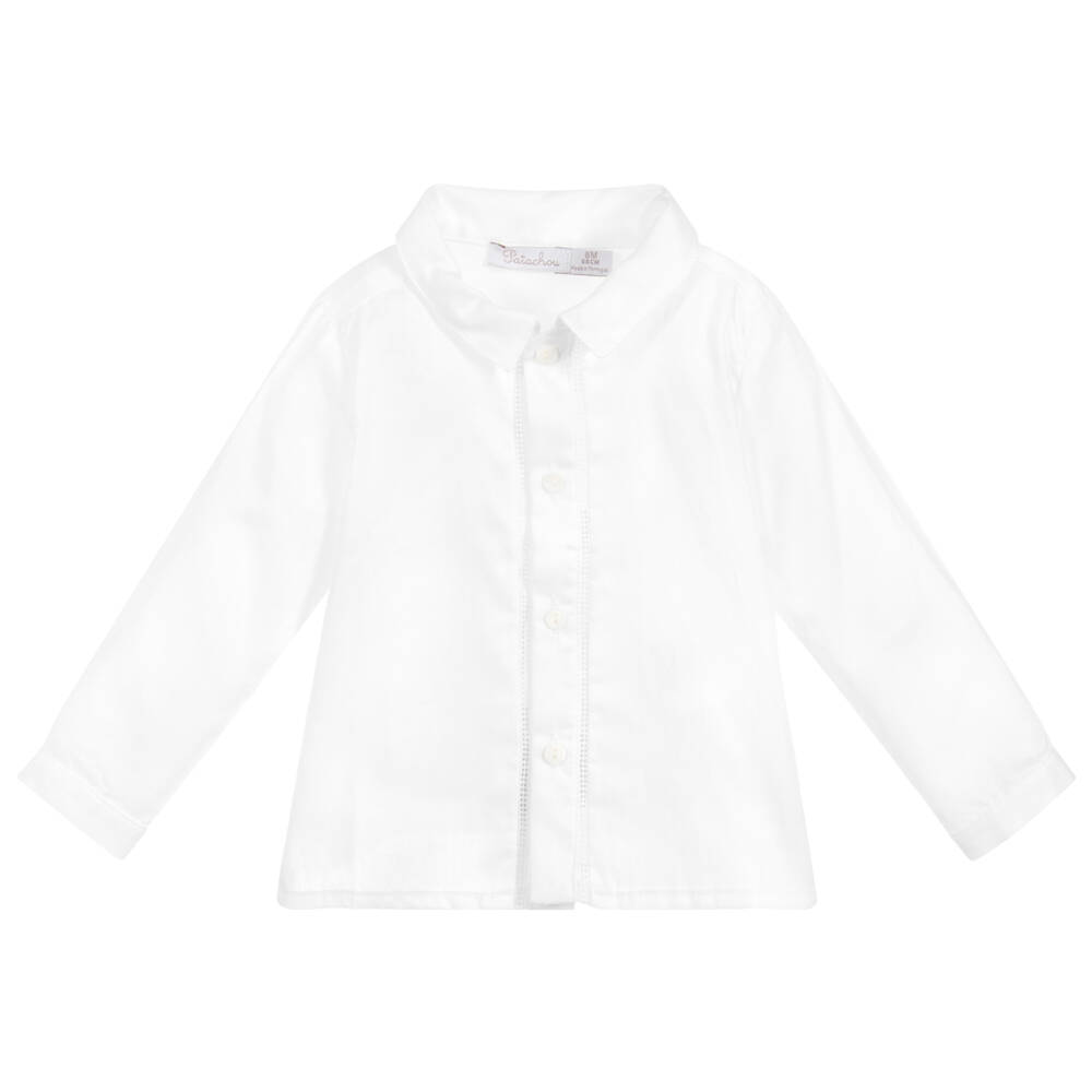Patachou-Baby Boys White Buttoned Cotton Shirt | Childrensalon Outlet
