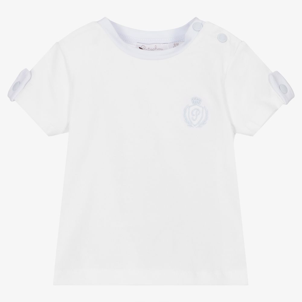 Patachou - Baby Boys White Cotton T-Shirt | Childrensalon