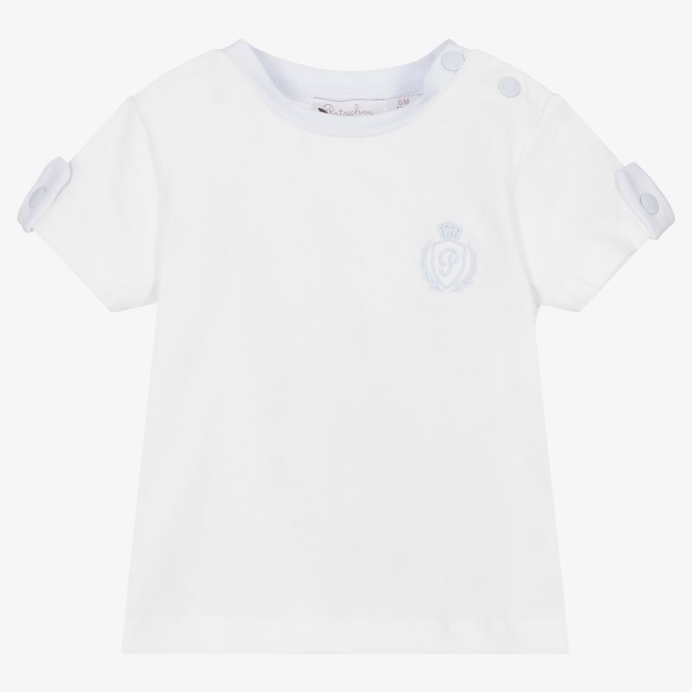 Patachou-Baby Boys White Cotton T-Shirt | Childrensalon Outlet