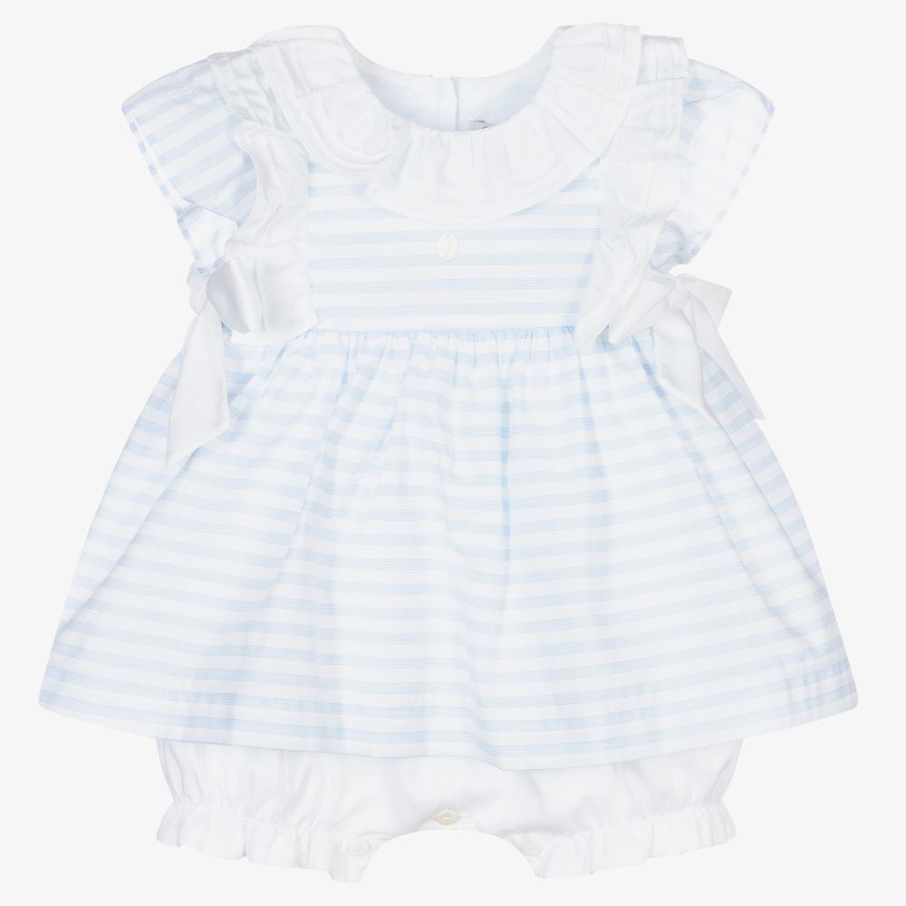 Patachou - Baby Girls Blue Stripe Dress | Childrensalon