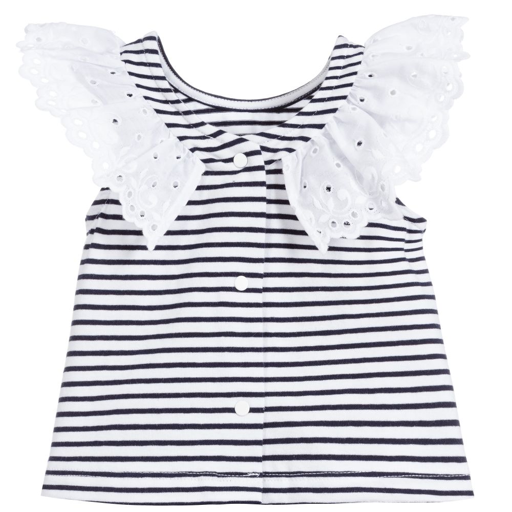 Patachou-Baby Girls Blue Striped Top | Childrensalon Outlet