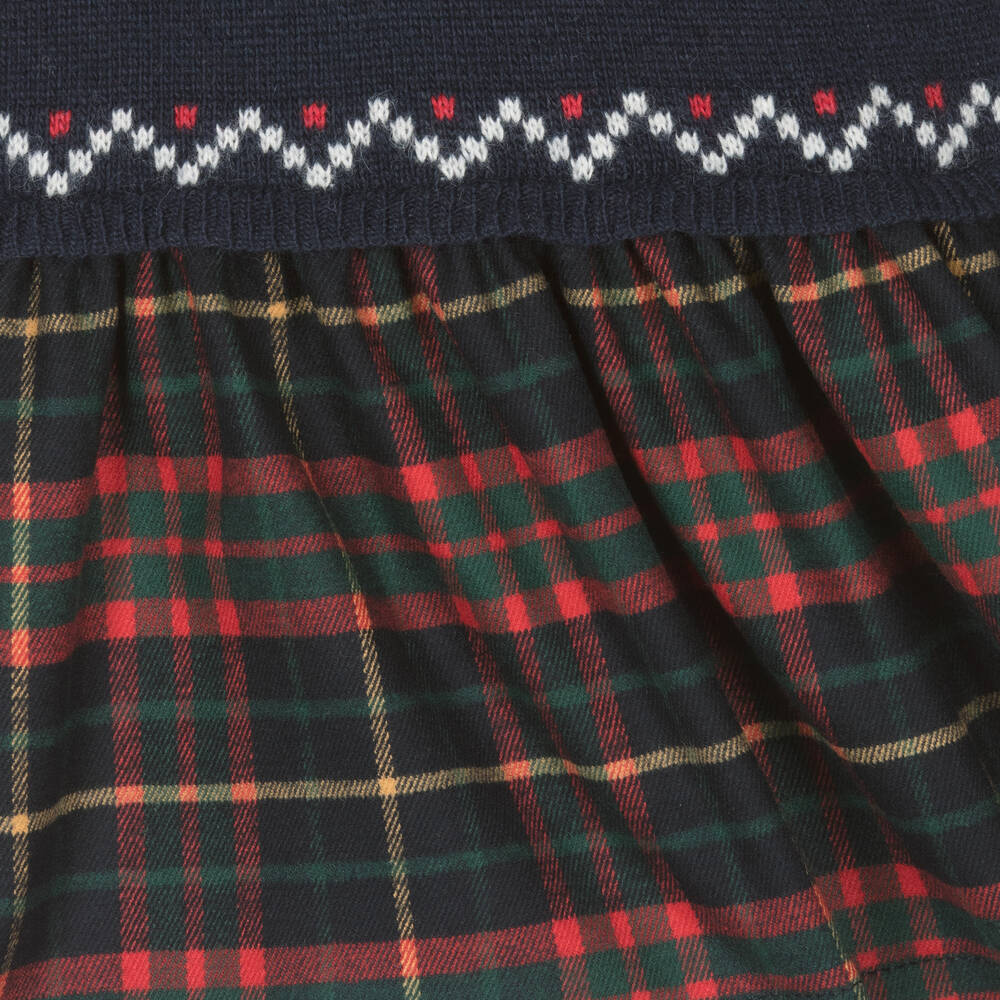 Patachou-Baby Girls Blue Tartan Knit Dress | Childrensalon Outlet