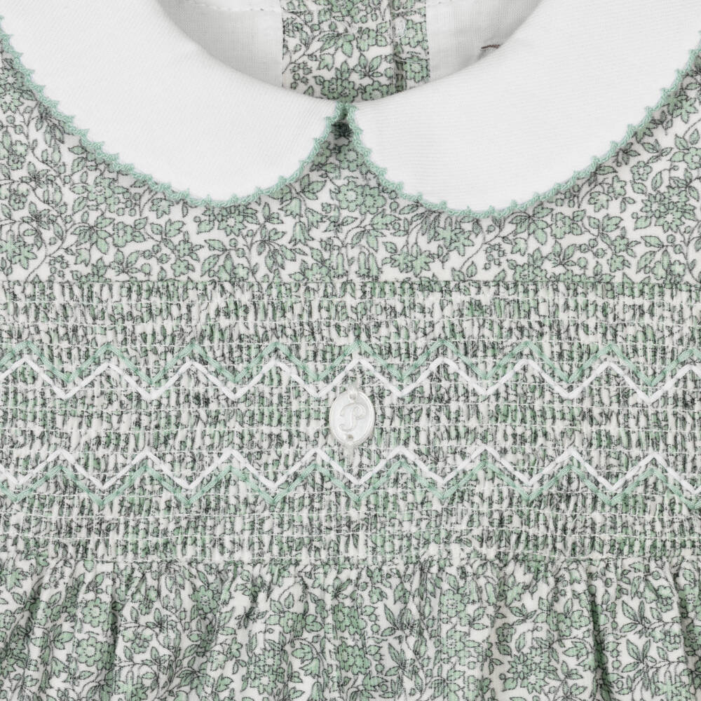 Patachou-Зеленое платье со сборками и принтом Liberty | Childrensalon Outlet