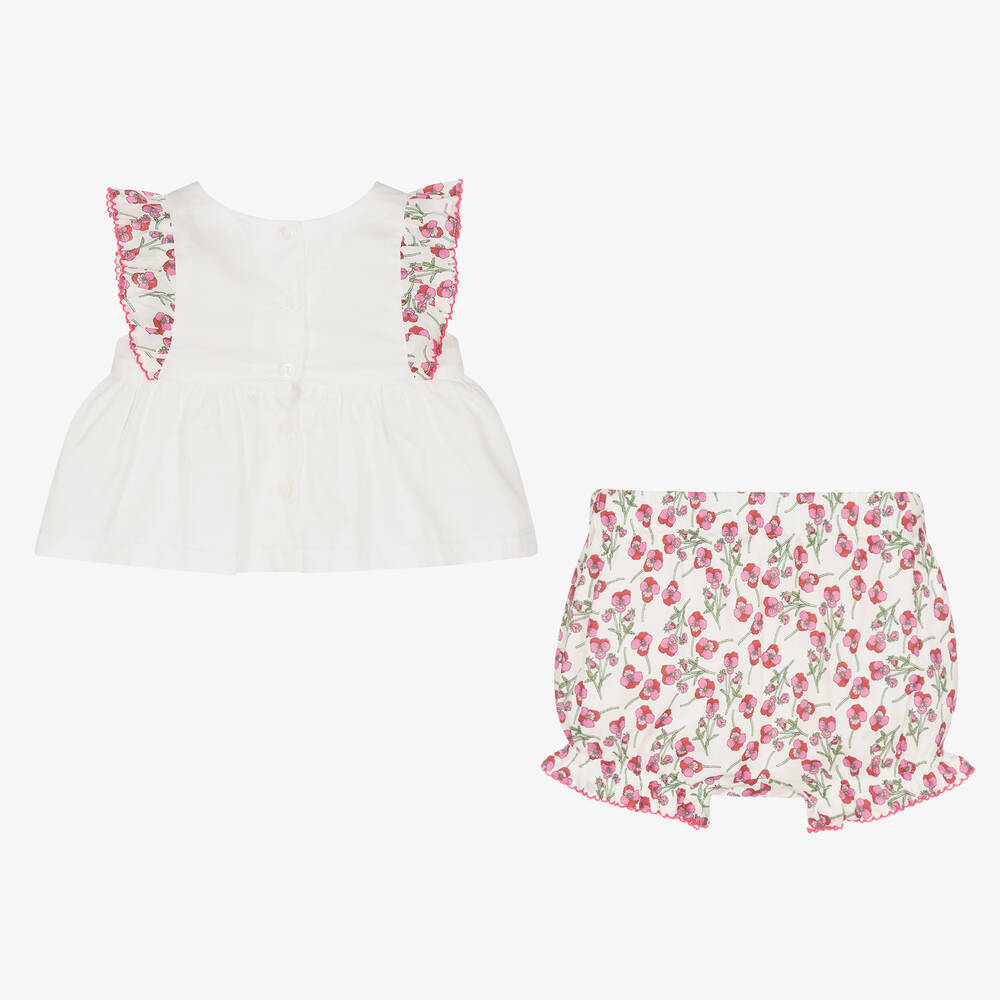 Patachou-Baby Girls Ivory Liberty Shorts Set | Childrensalon Outlet