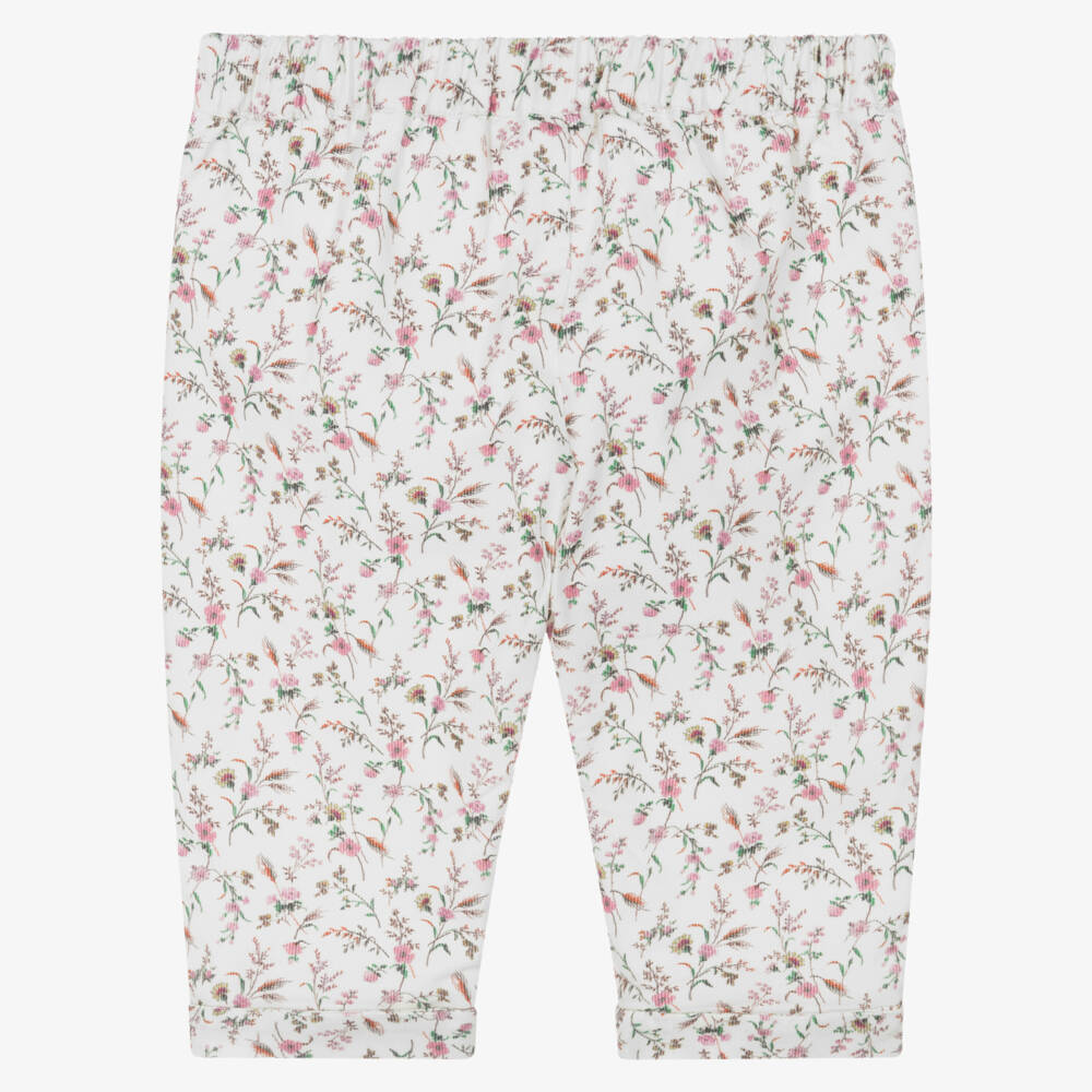 Patachou-Baby Girls Ivory Needlecord Trousers with Floral Liberty Fabric | Childrensalon Outlet