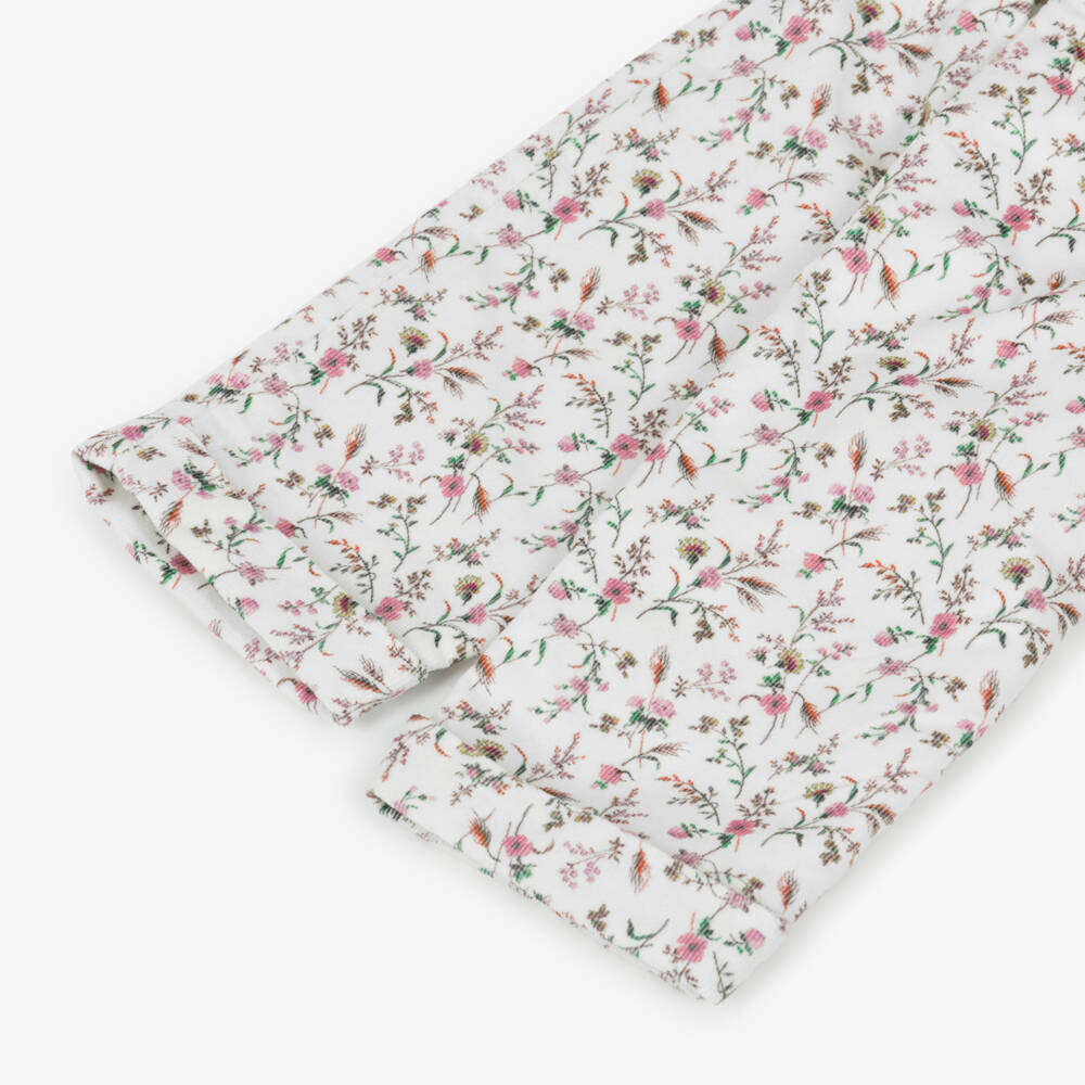 Patachou-Baby Girls Ivory Needlecord Trousers with Floral Liberty Fabric | Childrensalon Outlet