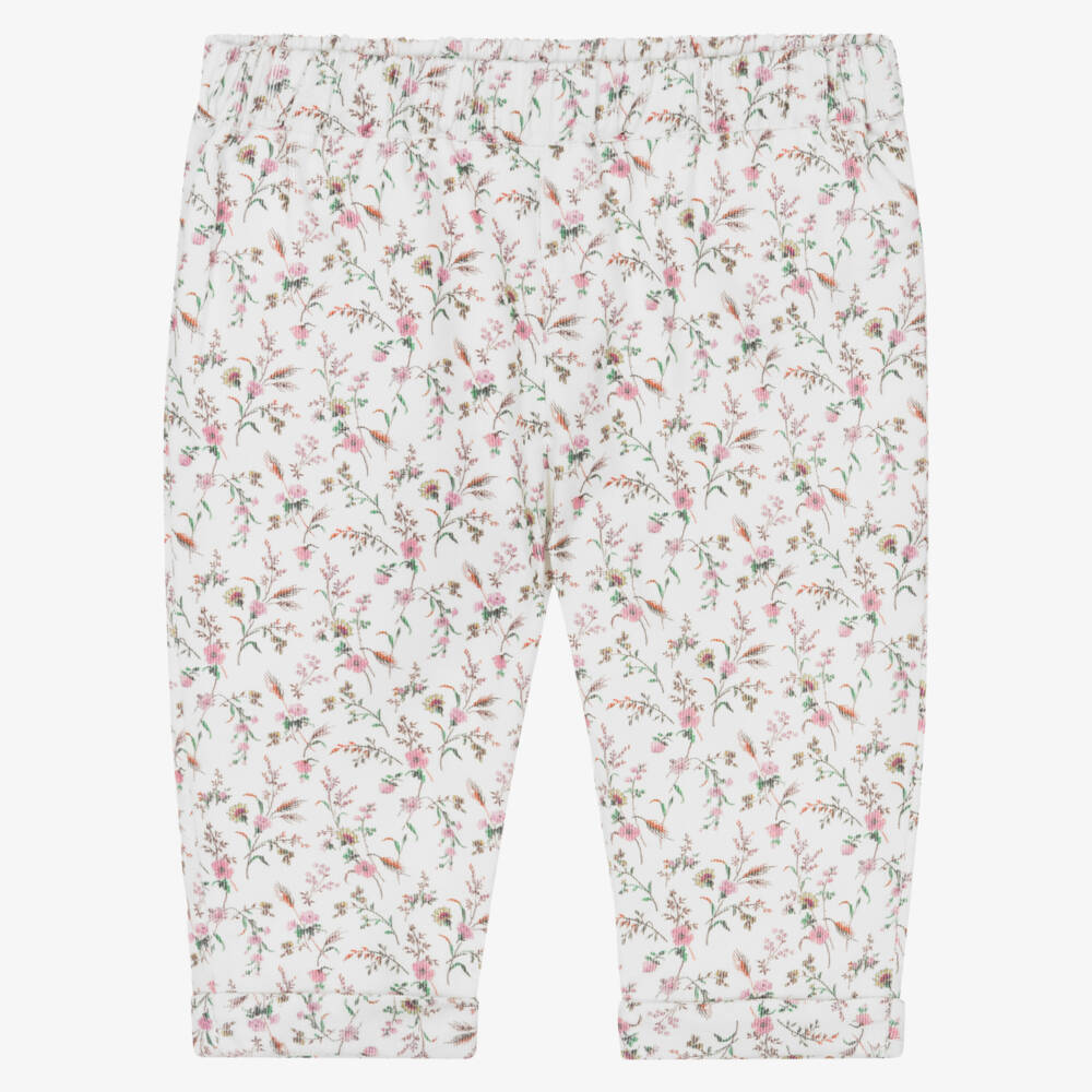 Patachou-Baby Girls Ivory Needlecord Trousers with Floral Liberty Fabric | Childrensalon Outlet