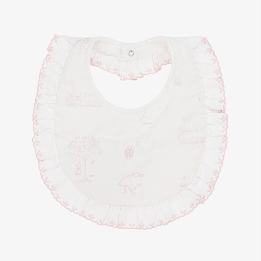 Patachou-Baby Girls Ivory & Pink Printed Cotton Bib | Childrensalon Outlet