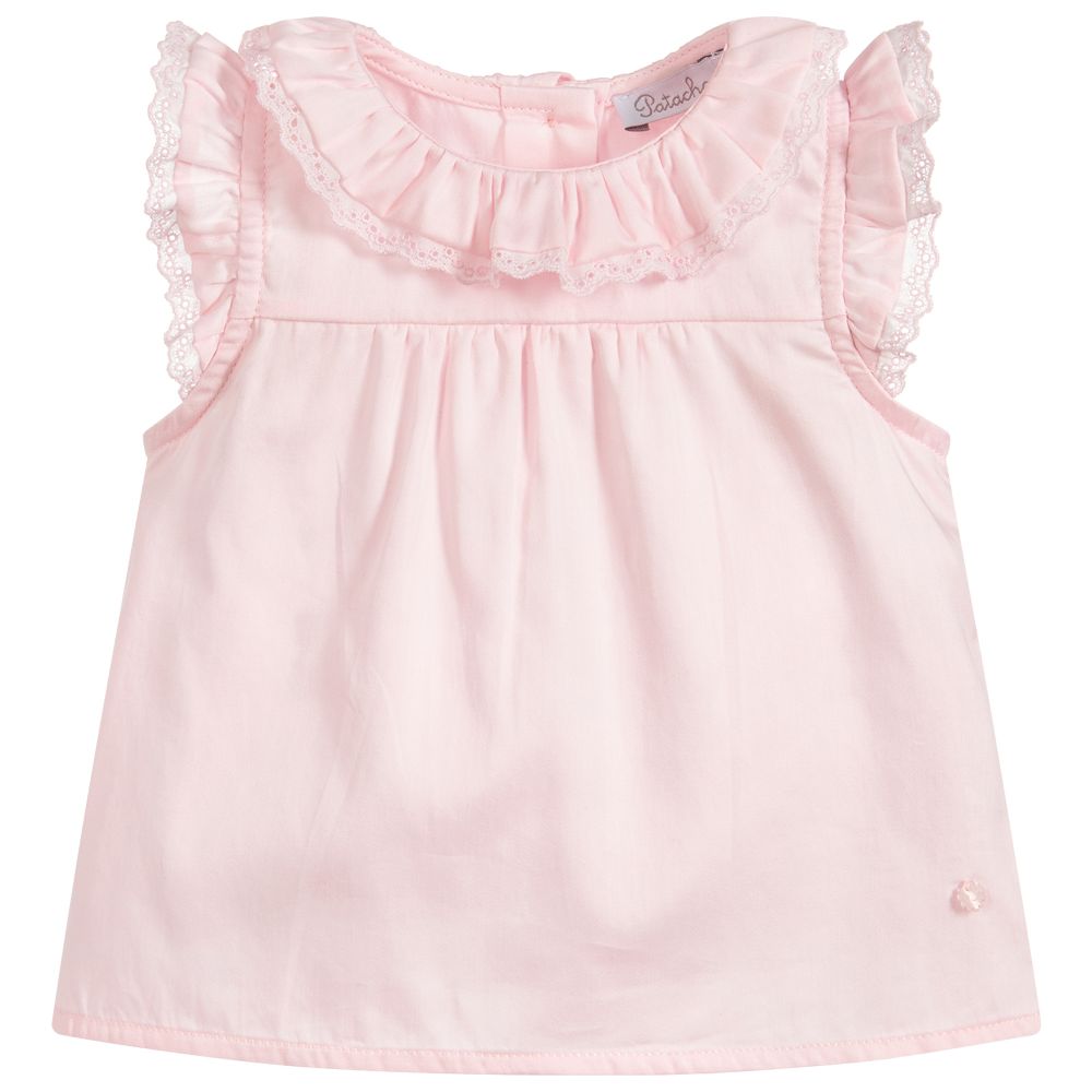 Patachou - Baby Girls Pink Cotton Blouse | Childrensalon