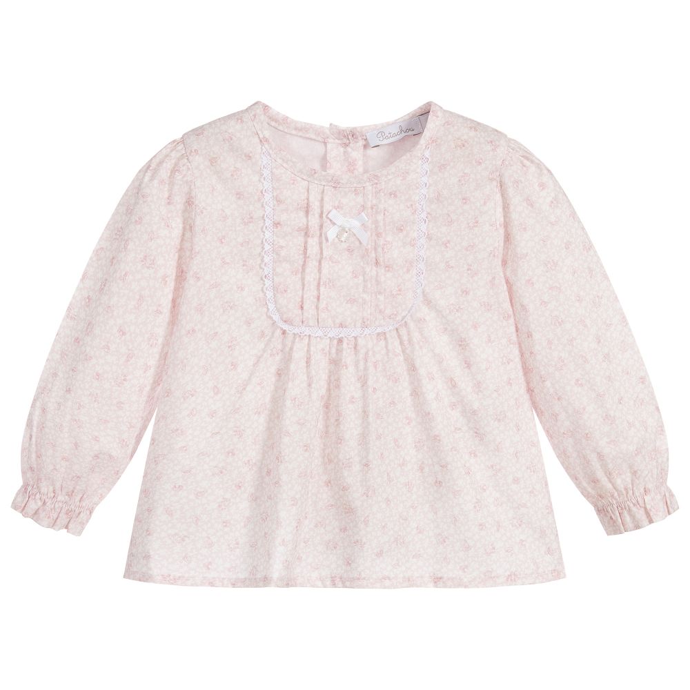 Patachou - Baby Girls Pink Cotton Blouse | Childrensalon