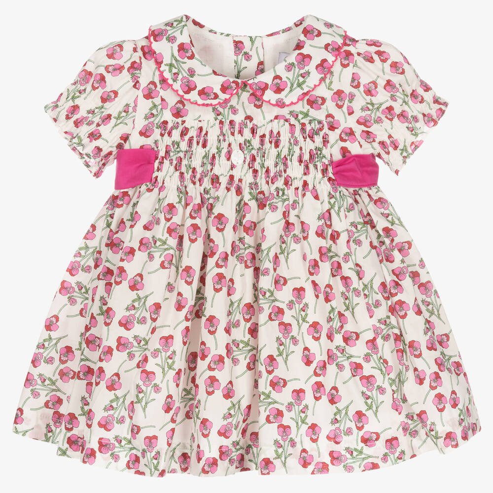 Patachou - Baby Girls Pink Cotton Liberty Dress | Childrensalon