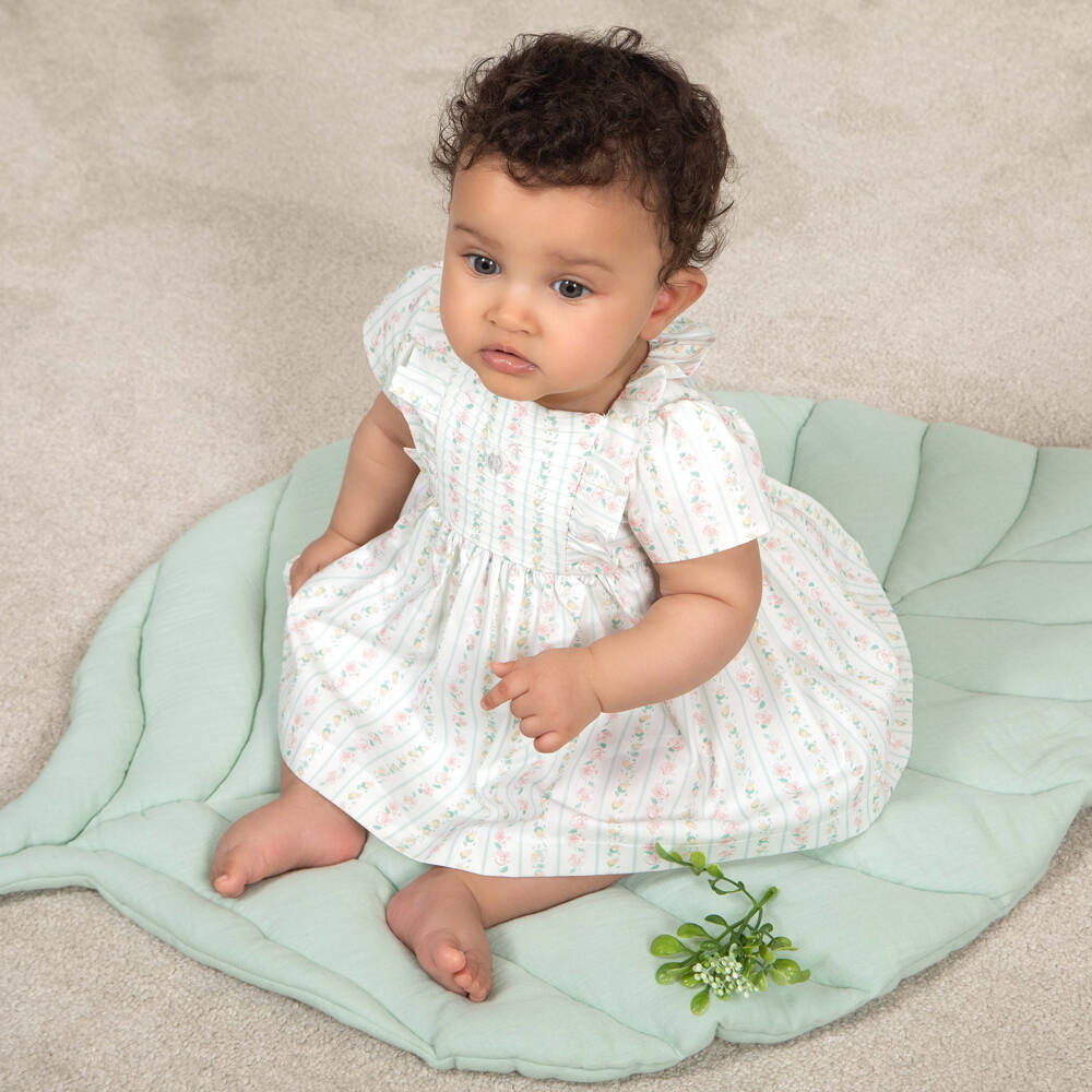 Patachou-Baby Girls Pink Floral Stripe Dress | Childrensalon Outlet