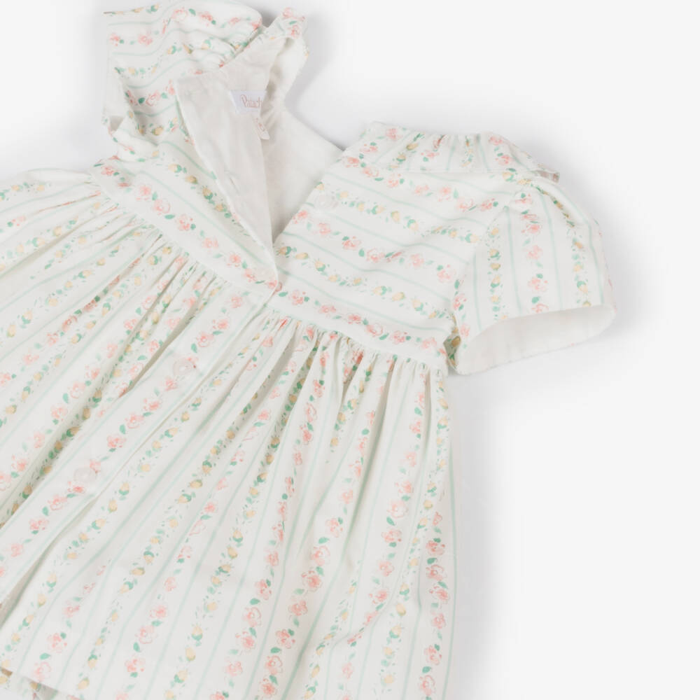 Patachou-Baby Girls Pink Floral Stripe Dress | Childrensalon Outlet