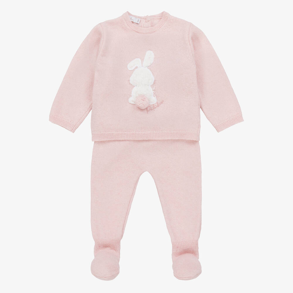 Baby Girls Pink Knitted Babysuit Set