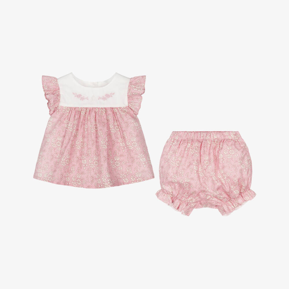 Patachou-Baby Girls Pink Liberty Print Cotton Shorts Set | Childrensalon Outlet