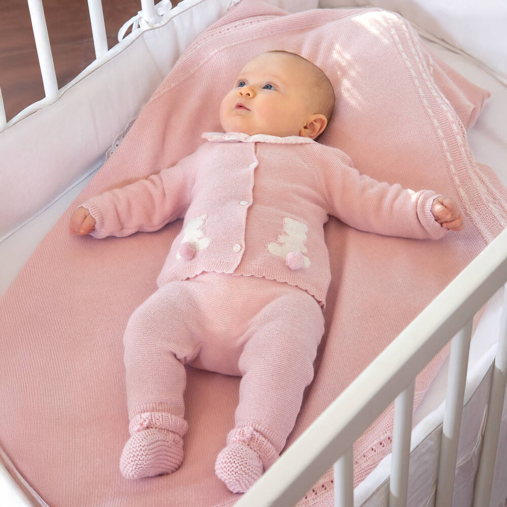 Patachou-Baby Girls Pink Merino Wool & Cashmere Knit Cardigan | Childrensalon Outlet