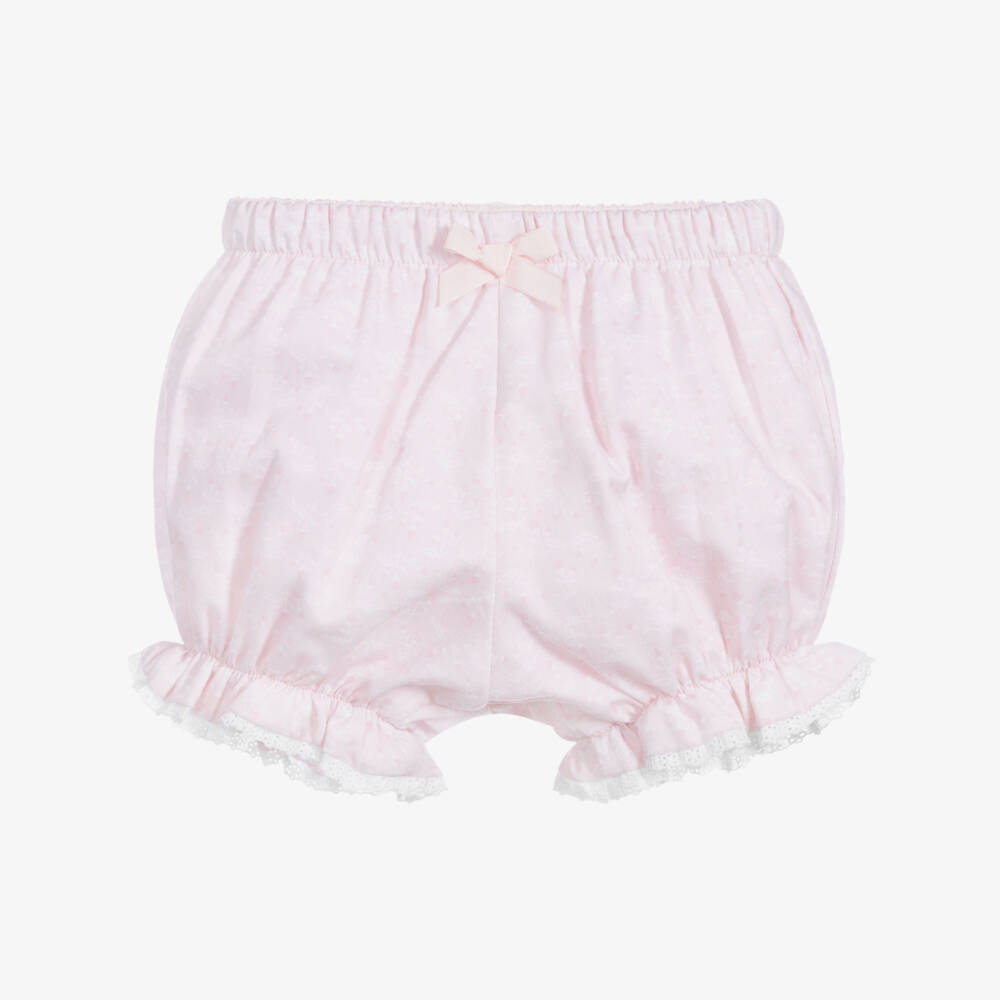 Patachou-شورت قطن جيرسي لون زهري وأبيض للمولودات | Childrensalon Outlet