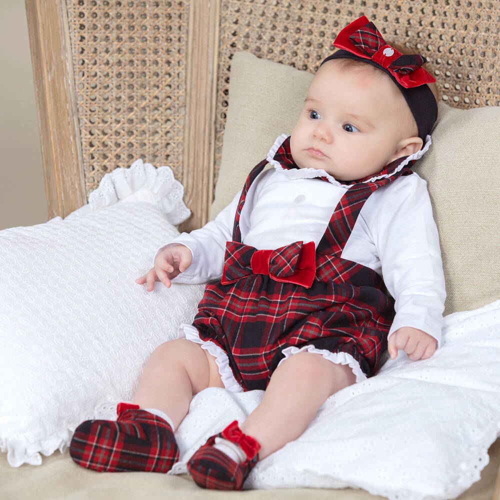 Patachou-Baby Girls Red Tartan Shortie  | Childrensalon Outlet