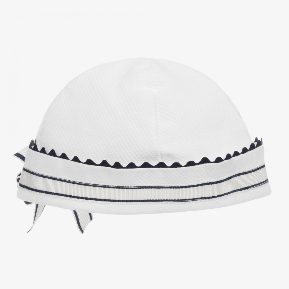 Patachou-Baby Girls White & Blue Hat | Childrensalon Outlet