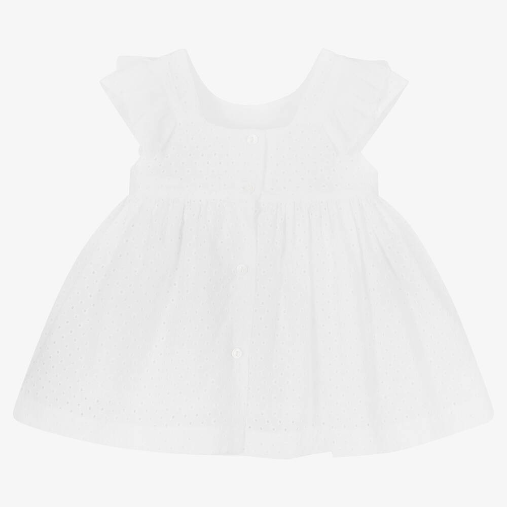 Patachou Baby Girls White Broderie Anglaise Dress Childrensalon Outlet