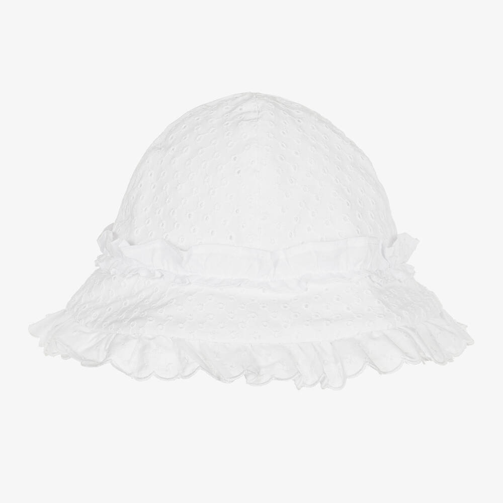 Patachou-Baby Girls White Broderie Anglaise Hat | Childrensalon Outlet