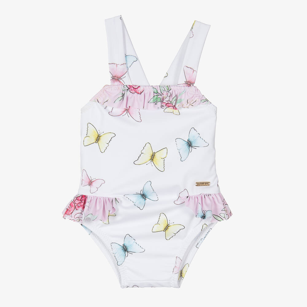 Patachou - Maillot de bain blanc à papillons | Childrensalon