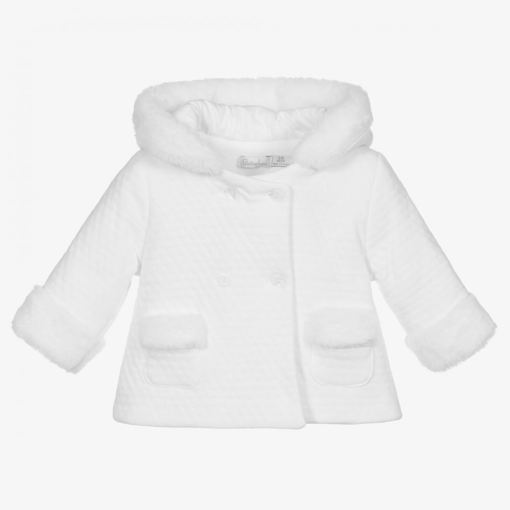 Patachou - Baby Girls White Coat  | Childrensalon
