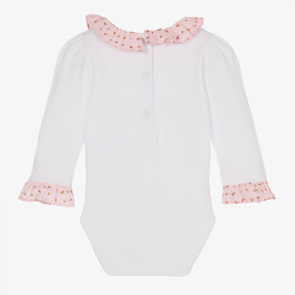 Patachou-Baby Girls White Cotton Bodysuit | Childrensalon Outlet